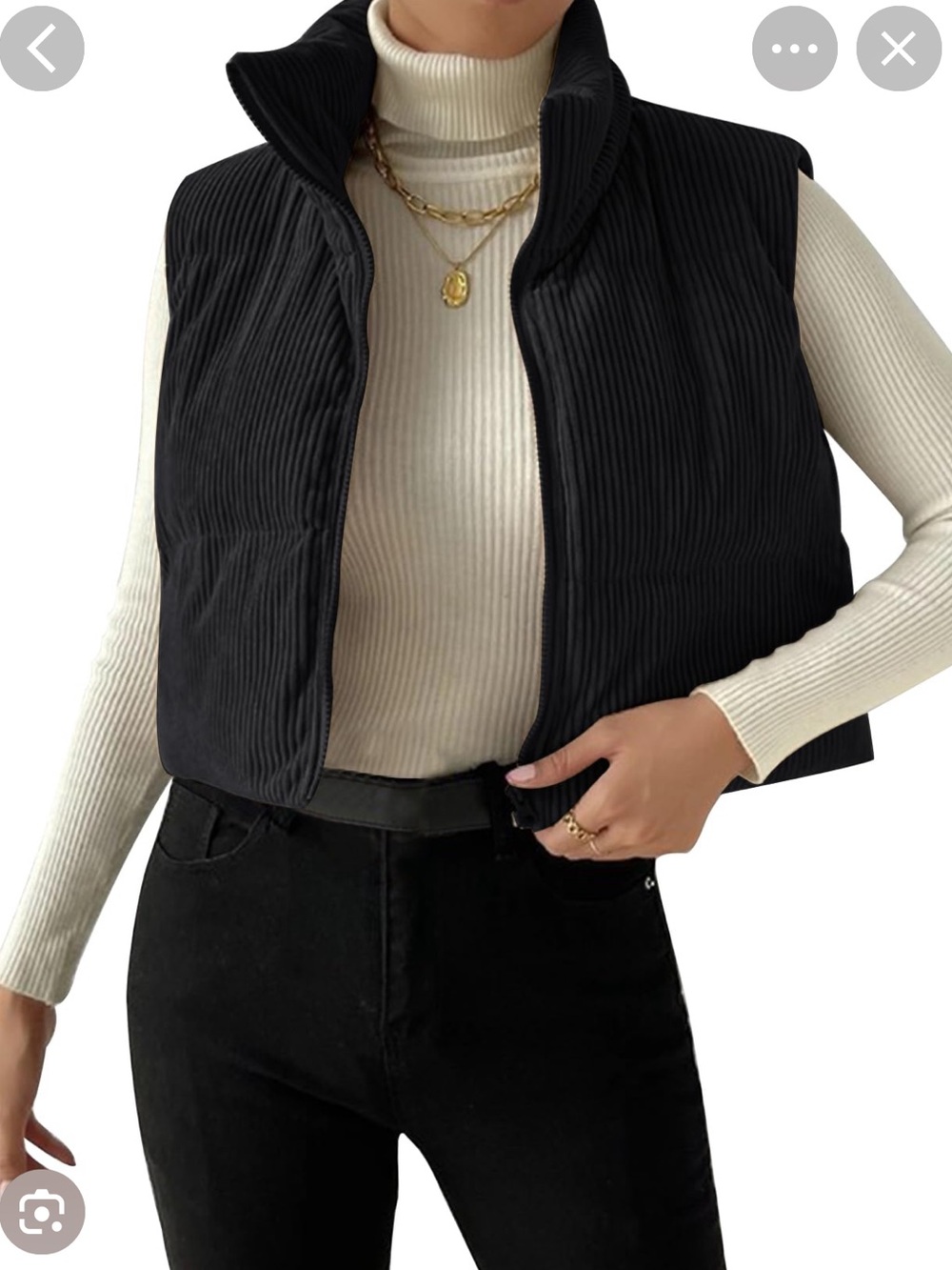 Serra Black Corduroy Cropped Vest